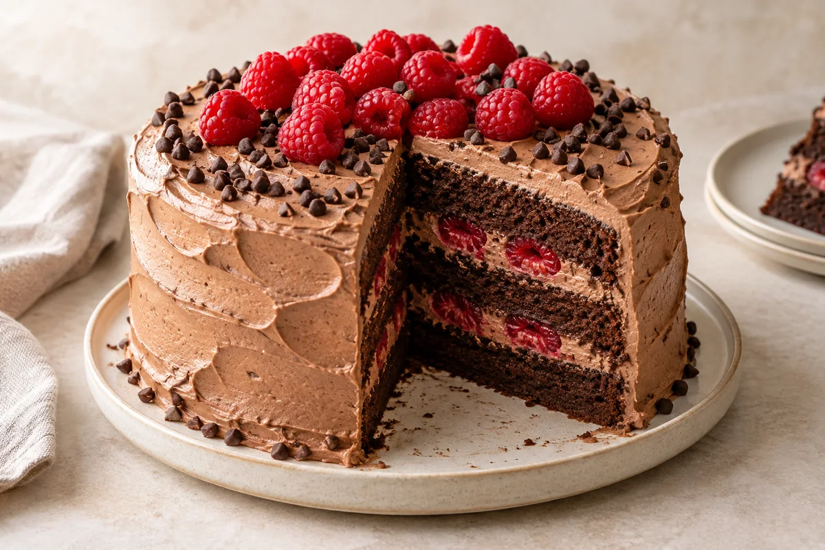 Chocolate Mousse Cake with Raspberries — AI-generated recipe illustration