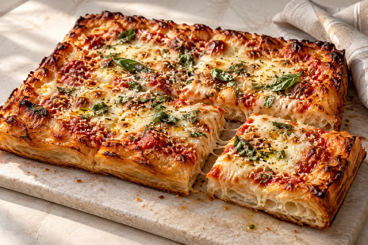 Flaky Puff Crust Pizza — AI-generated recipe illustration