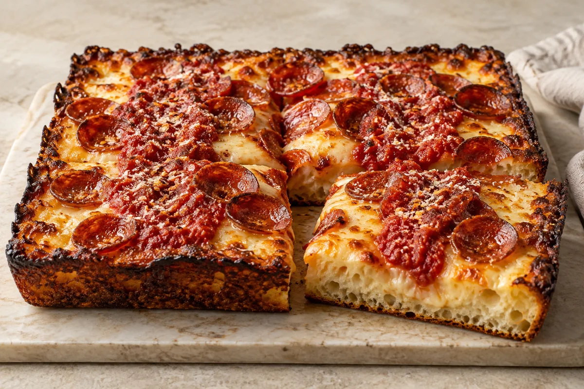 Weeknight Detroit Pizza — AI-generated recipe illustration