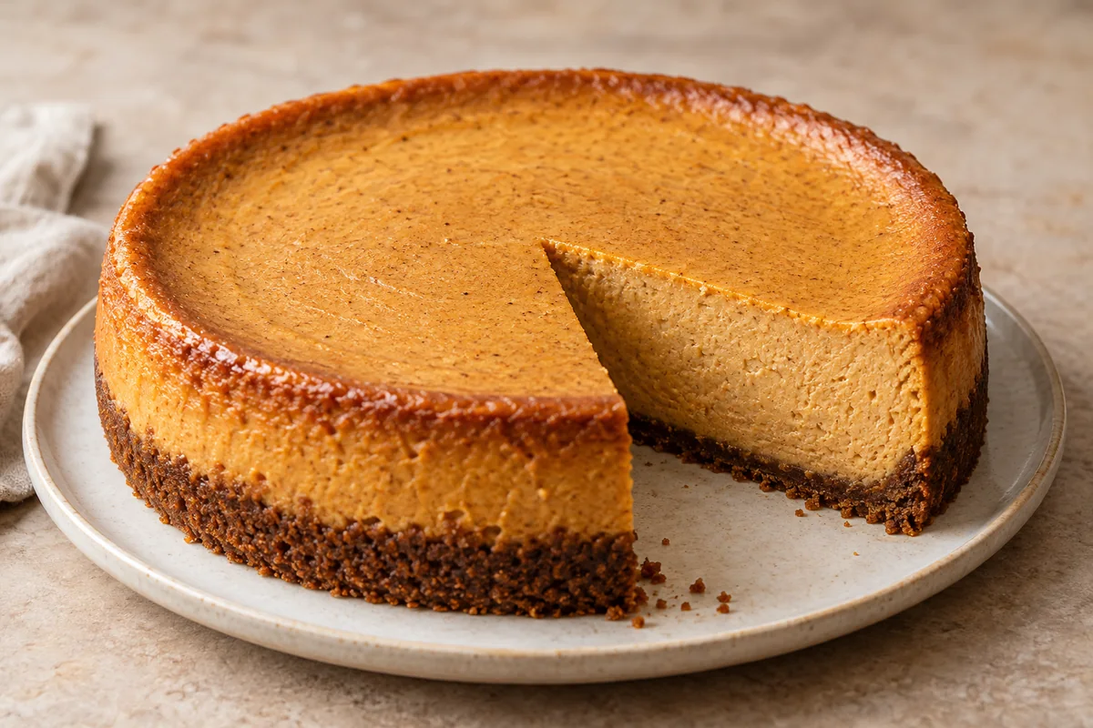 Pumpkin Cheesecake with Gingersnap Crust — AI-generated recipe illustration