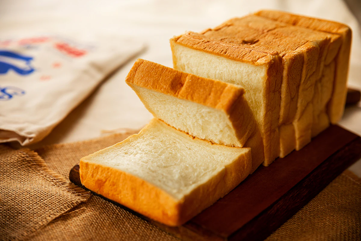 Soft sandwich bread shown in an illustrative food photograph